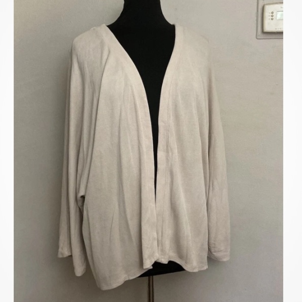9-28 LOGO Lori Goldstein Open Cardigan 3x Soft Modal short